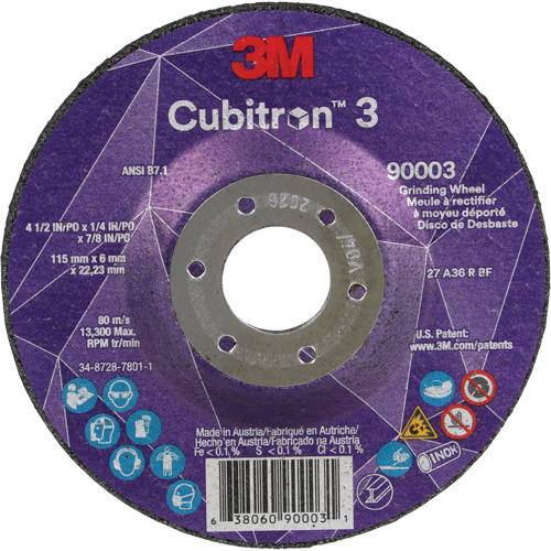 Cubitron 3 meule a moyeu d&eacute;port&eacute;, 4-1/2" x 1/4", Arbre 7/8", C&eacute;ramique, Type T27 We Share Industrial Supply