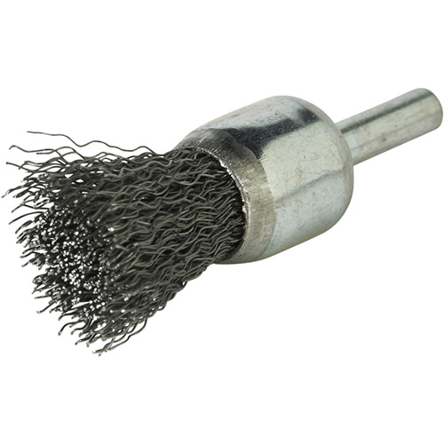 Brosse &agrave; fils cr&ecirc;p&eacute;s avec moyeu, 1", Fils 0,020", Tige 1/4" We Share Industrial Supply