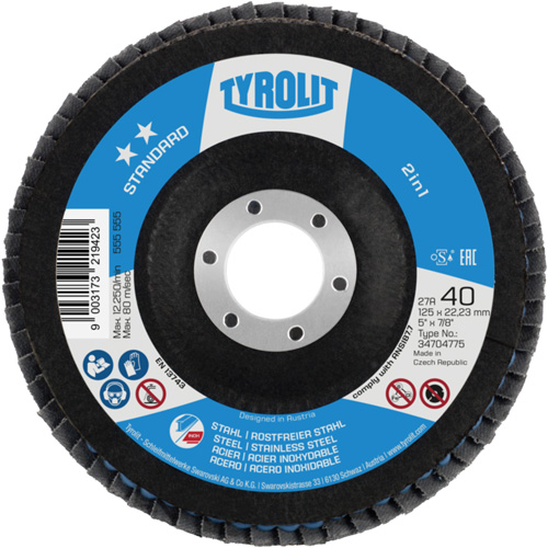 Disque &agrave; lamelles 2-en-1, 4-1/2" x 22,5 mm, Type 27A, Grain 60, C&eacute;ramique d'alumine We Share Industrial Supply