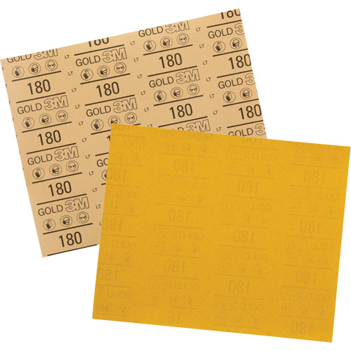 Feuille abrasive dor&eacute;e 12545, 9" x 11", Grain 180, Oxyde d'aluminium We Share Industrial Supply