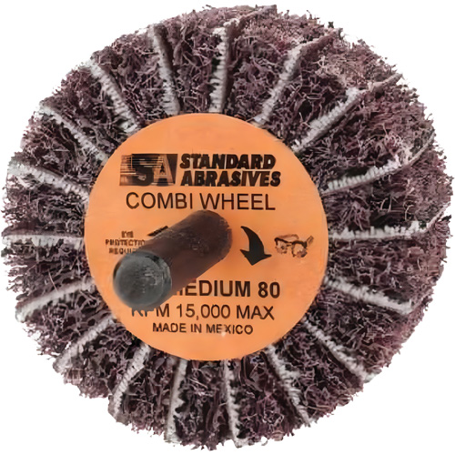 Standard Abrasives Buff and Blend Combi-Wheel 898001, 2" Dia. x 1" W, 1/4" Arbor, Aluminum Oxide We Share Industrial Supply