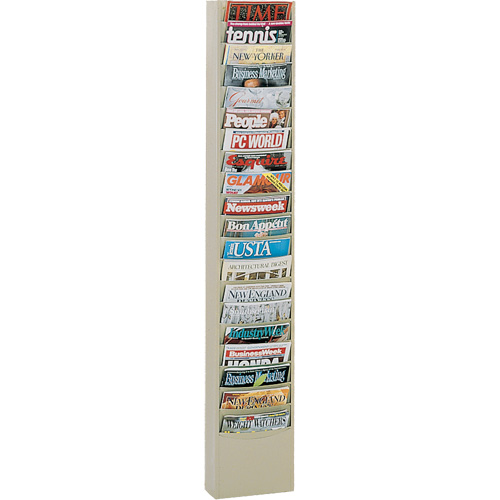Literature Rack, Wall Mount, 20 Slots, Steel, 9-3/4" W x 4-1/8" D x 58" H We Share Industrial Supply