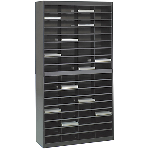 Casiers pour documentation &agrave; service intensif, Stationnaire, 72 fentes, Acier, 37-1/2" la x 12-3/4" p x 71" h We Share Industrial Supply
