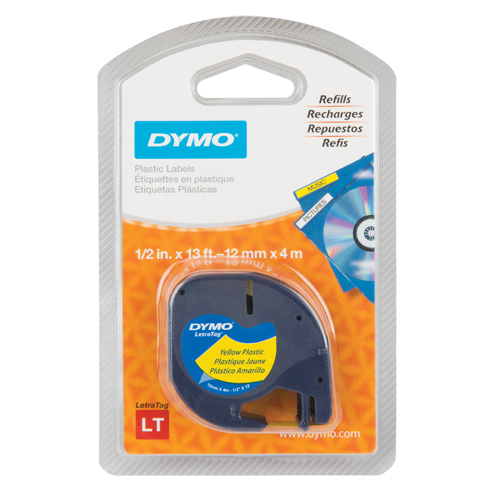 Labels for LetraTag Plus LT100-H, 12 mm x 13', Black on Yellow We Share Industrial Supply