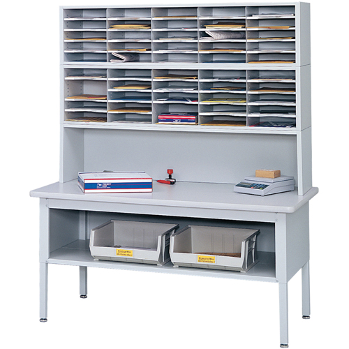 E-z Sort&reg; Mailroom Furniture-sorting Tables With Shelf-base Table With Shelf, 60" W x 28" D x 36" H, Laminate We Share Industrial Supply
