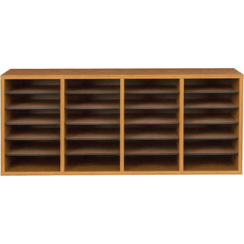 Casier &agrave; compartiments r&eacute;glable pour documentation, Stationnaire, 24 fentes, Bois, 39-1/4" la x 11-3/4" p x 16-1/4" h We Share Industrial Supply