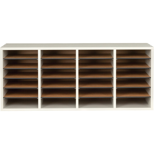 Casier &agrave; compartiments r&eacute;glable pour documentation, Stationnaire, 24 fentes, Bois, 39-1/4" la x 11-3/4" p x 16-1/4" h We Share Industrial Supply