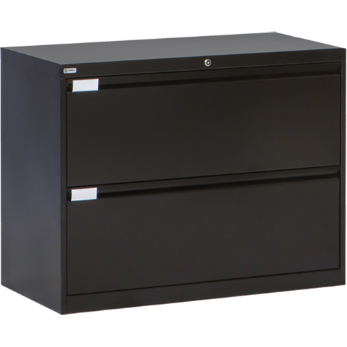 Lateral Filing Cabinet, Steel, 2 Drawers, 36" W x 18" D x 27-7/8" H, Black We Share Industrial Supply