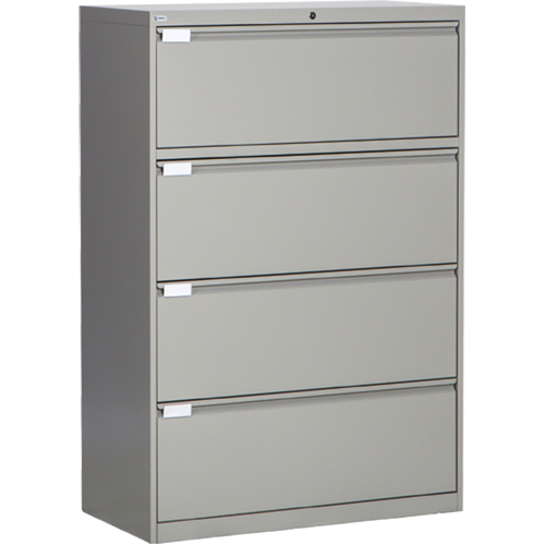 Lateral Filing Cabinet, Steel, 4 Drawers, 36" W x 18" D x 53-3/8" H, Grey We Share Industrial Supply