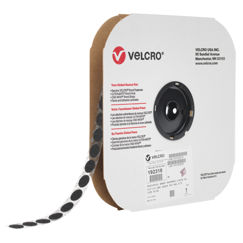 Attache Velcoin, Boucle, 3/4" dia., Adh&eacute;sif, Noir We Share Industrial Supply