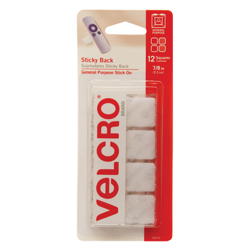 Fastener Squares, Hook & Loop, 7/8" Dia., Adhesive, White We Share Industrial Supply