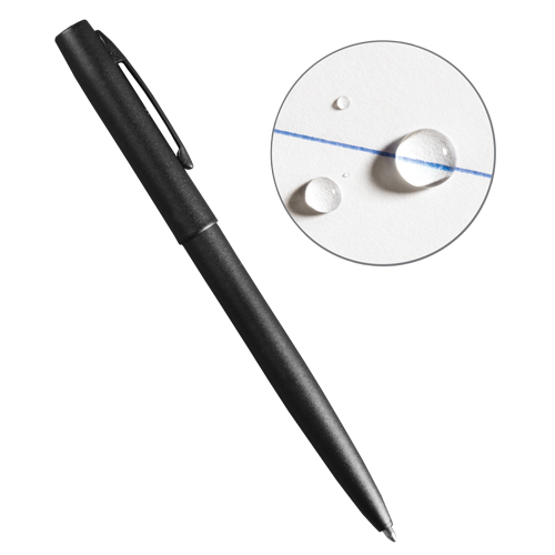 Stylo en m&eacute;tal &agrave; l'&eacute;preuve des intemp&eacute;ries, Bleu, 0,8 mm, R&eacute;tractable We Share Industrial Supply