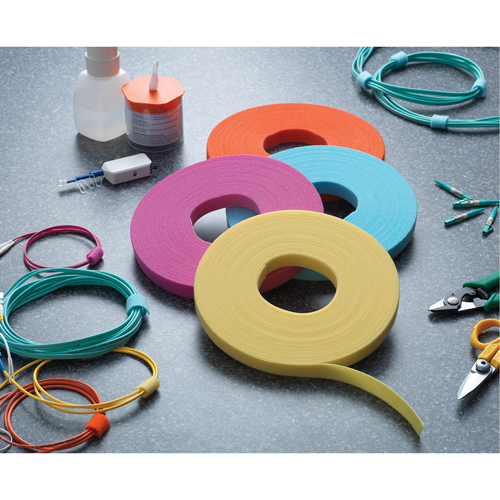 Ruban pour gestion des c&acirc;bles One-Wrap, Boucle et crochet, 25 vg x 3/4", Auto-aggripant, Aqua We Share Industrial Supply