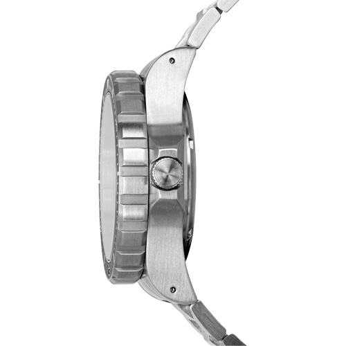 Tr&egrave;s grande montre automatique avec jour/date avec bracelet en acier inoxydable, Num&eacute;rique, &agrave; piles, 46 mm, Argent We Share Industrial Supply