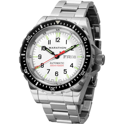 Tr&egrave;s grande montre automatique &eacute;dition arctique avec jour/date avec bracelet en acier inoxydable, Num&eacute;rique, &agrave; piles, 46 mm, Argent We Share Industrial Supply