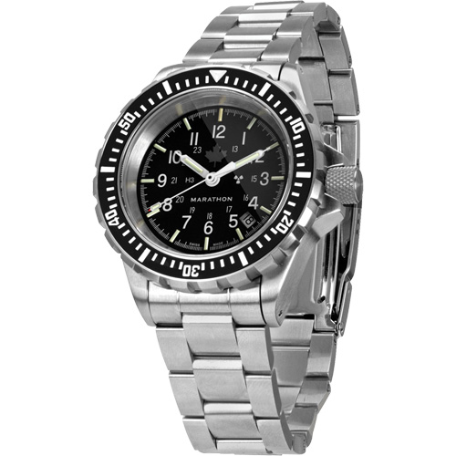 Grey Maple Large Diver's Automatic Watch with Stainless Steel Bracelet, Digital, Battery Operated, 41 mm, Silver We Share Industrial Supply