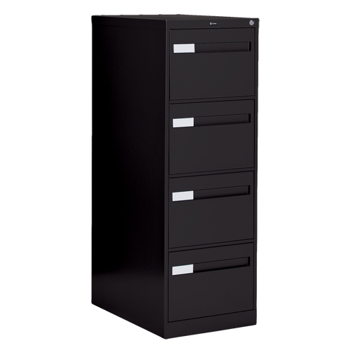 Vertical Filing Cabinet with Recessed Drawer Handles, 4 Drawers, 18.15" W x 26.56" D x 52" H, Black We Share Industrial Supply