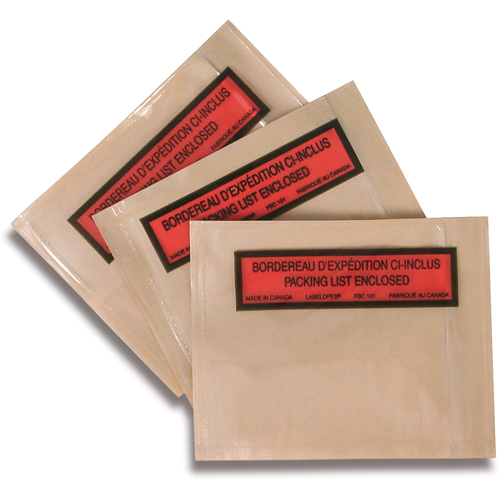 Pochettes pour bordereau d'exp&eacute;dition, 5-1/2" lo x 4-1/2" la We Share Industrial Supply