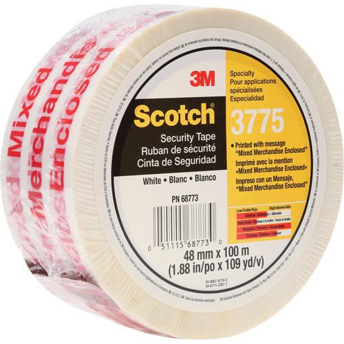 Scotch&reg; 3775 Box Sealing Tape with Message, Hot Melt Adhesive, 2 mils, 48 mm (1-22/25") x 100 m (328') We Share Industrial Supply