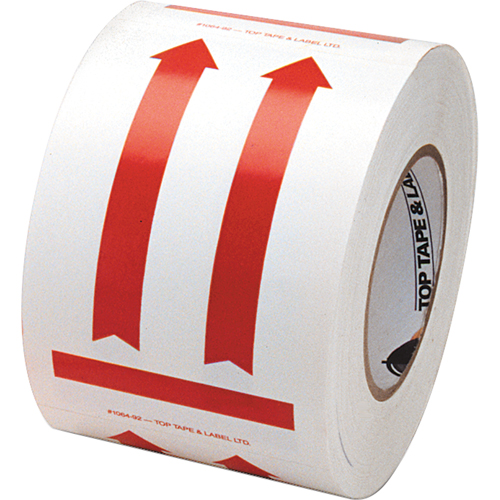 &eacute;tiquettes pour traitement sp&eacute;cial a/pictogramme Ce c&ocirc;t&eacute; vers le haut, 6" lo x 4" la, Rouge/blanc We Share Industrial Supply