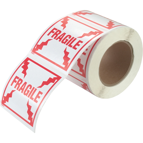 &eacute;tiquettes pour traitement sp&eacute;cial Fragile, 4" lo x 4" la, Rouge/blanc We Share Industrial Supply