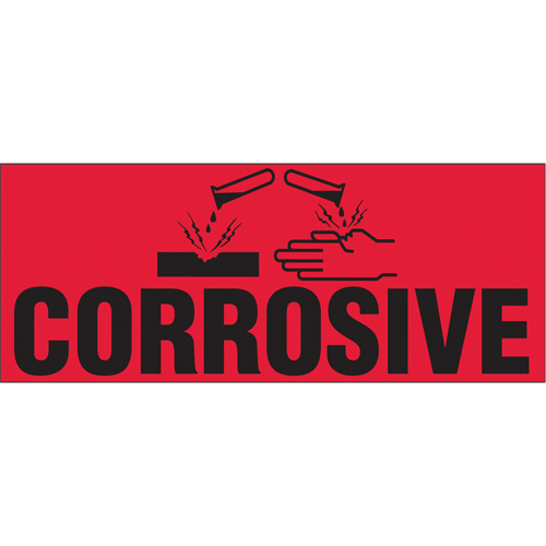 &eacute;tiquettes pour traitement sp&eacute;cial Corrosive, 5" lo x 2" la, Noir/rouge We Share Industrial Supply
