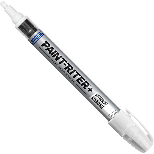 Paint-Riter&reg;+ Detergent Removable Paint Marker, Liquid, White We Share Industrial Supply