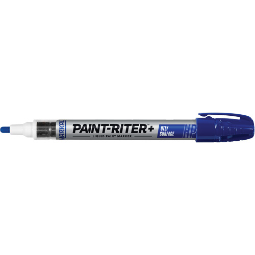 Marqueur pour surfaces huileuses Paint-Riter +, Liquide, Bleu We Share Industrial Supply