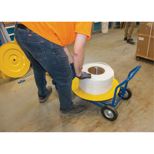 Strapping Dispenser, Polyester/Steel/Polypropylene Straps, 16"/8" Core Dia., 3"/8"/6" Roll Width We Share Industrial Supply