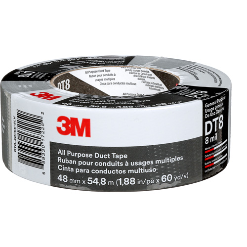 DT8 All-Purpose Duct Tape, 8 mils, Silver, 48 mm (2") x 55 m (180') We Share Industrial Supply