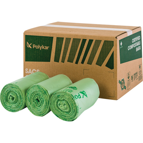 Sacs certifi&eacute;s compostables, R&eacute;gulier, 48" lo x 42" la, Transparent, Capacit&eacute; de 242 L (55 gal.) We Share Industrial Supply