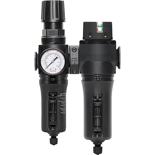 Filtre/r&eacute;gulateur + filtre coalescent drain manuel avec bol en m&eacute;tal Modulair 300, 1/4" NPT, 250 PSI, Capacit&eacute; de 5,1 oz liq. We Share Industrial Supply