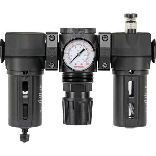 Filtre, d&eacute;tendeur & lubrificateur Modulair 200 avec drain manuel & bol standard, 3/8" NPTF We Share Industrial Supply