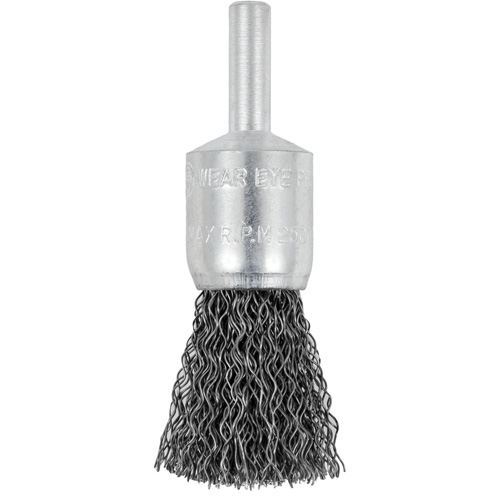 E050-12 Shaft Mounted Crimped End Brush, 1/2", 0.012" Fill, 1/4" Shank We Share Industrial Supply