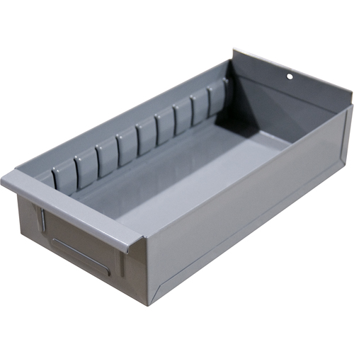 Boîte pour tablette de rayonnage enclenchable Interlok, Acier, 5-5/8" la x 15" p, 2-3/4" h, Gris p&acirc;le We Share Industrial Supply