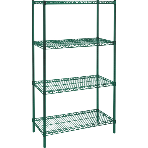 &eacute;tag&egrave;res robustes en treillis m&eacute;tallique au fini &eacute;poxy vert, 4 Tablettes, 36" la x 63" h x 24" p We Share Industrial Supply