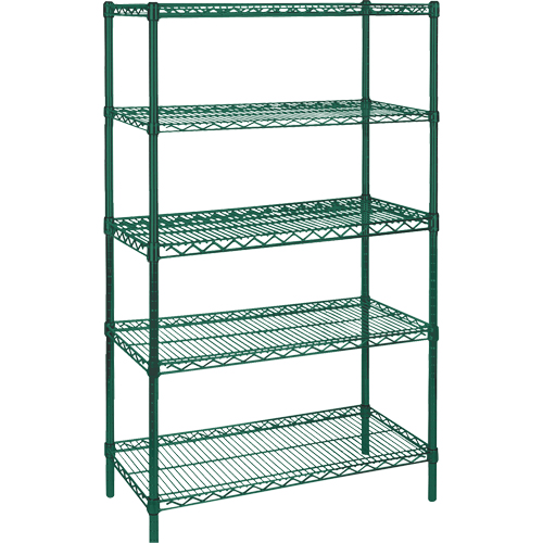 &eacute;tag&egrave;res robustes en treillis m&eacute;tallique au fini &eacute;poxy vert, 5 Tablettes, 36" la x 74" h x 24" p We Share Industrial Supply