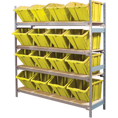 Wide Span Shelving with Jumbo Plastic Bins, Steel, Boltless, 800 lbs. Capacity, 66" W x 72" H x 18" D We Share Industrial Supply