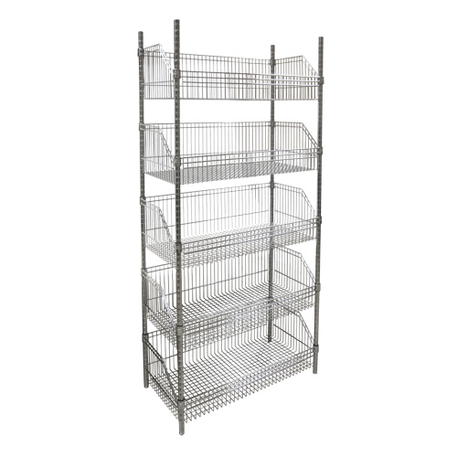 &eacute;tag&egrave;re &agrave; paniers-tablettes en treillis m&eacute;tallique, Tiers 5, 36" la x 74" h x 18" p We Share Industrial Supply