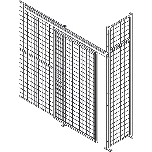 Heavy-Duty Wire Mesh Partition Sliding Door, 4' W x 8' H We Share Industrial Supply