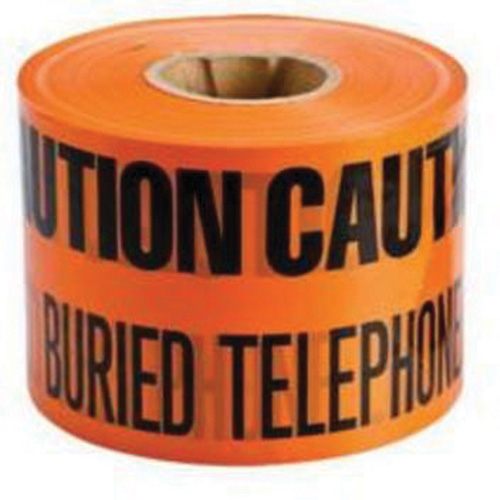 Ruban d'avertissement de danger souterrain Buried Telephone Line Identoline, 6" la x 1000' lo, Noir/orange We Share Industrial Supply