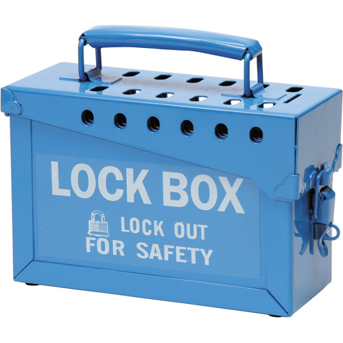 Coffret de s&eacute;curit&eacute; portatif en m&eacute;tal, Bleu We Share Industrial Supply