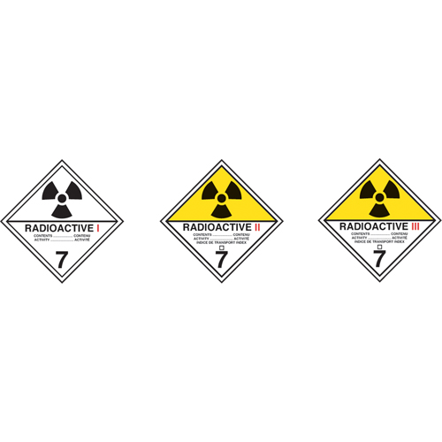 &eacute;tiquettes d'exp&eacute;dition TMD, Classe 7, Radioactif I, Papier We Share Industrial Supply