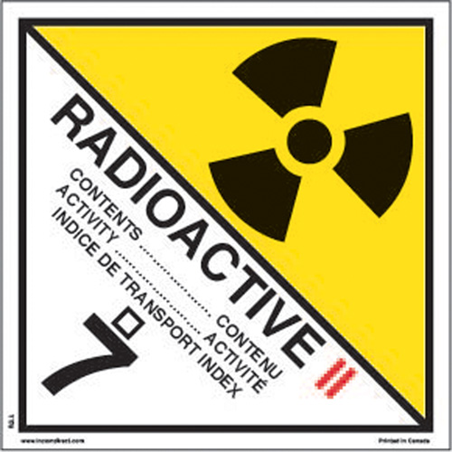 &eacute;tiquettes d'exp&eacute;dition TMD, Classe 7, Radioactif II, Papier We Share Industrial Supply