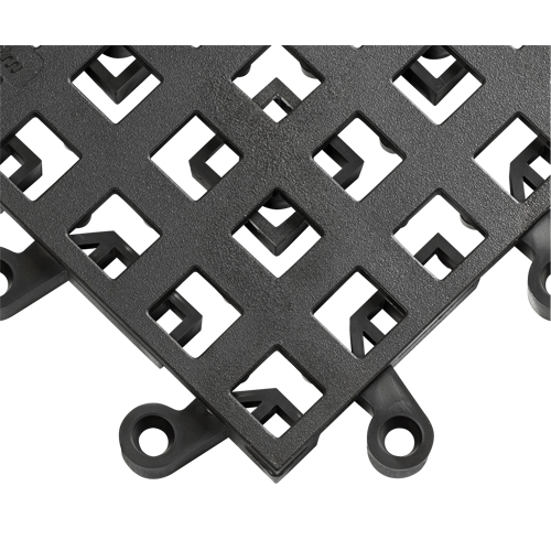 ErgoDeck&reg; Mat No. 560, PVC, 1-1/2' W x 1-1/2' L, 7/8" Thick, Black We Share Industrial Supply
