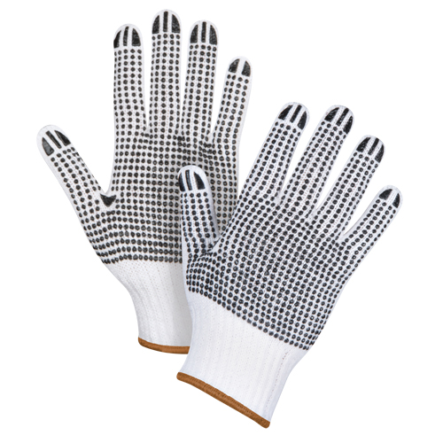 Double-Sided Dotted String Knit Gloves, Poly/Cotton, Double Sided, 7 Gauge, Large We Share Industrial Supply