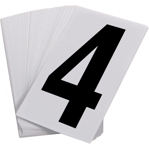 Pressure Sensitive Numbering, 4, 3-1/2" H, Black on White We Share Industrial Supply