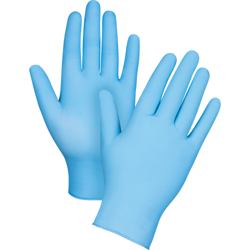 Gants jetables de calibre m&eacute;dical r&eacute;sistants &agrave; la perforation, Petit, Nitrile, 3,5 mils, Sans poudre, Bleu, Classe 2 We Share Industrial Supply