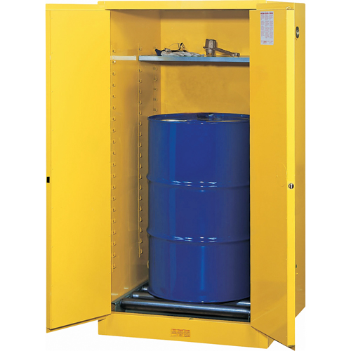 Sure-Grip&reg; EX Vertical Drum Storage Cabinets, 55 US gal. Cap., Yellow We Share Industrial Supply