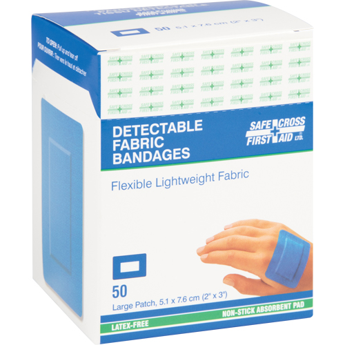 Bandages, Rectangulaire/carr&eacute;e, 3", Tissu d&eacute;tectable, St&eacute;rile We Share Industrial Supply